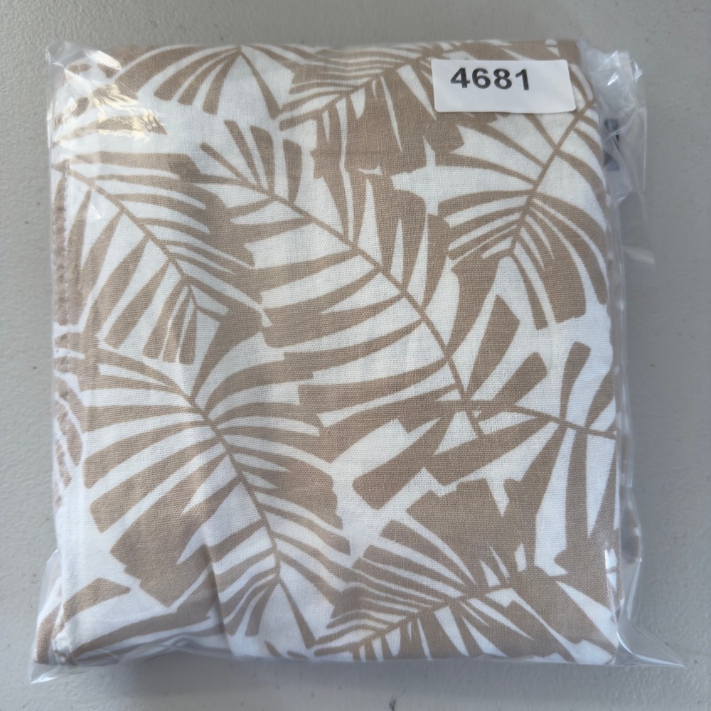 Cali 1850 Linen Blend Pants Womens Large Tan Tropical Palm Leaf Print Boho - Picture 12 of 12